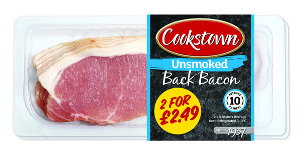 Cookstown Unsmoked Back Bacon 2x150g