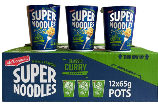 McDonnells Curry Flavour Super Noodles Pots FULL CASE 12x65g